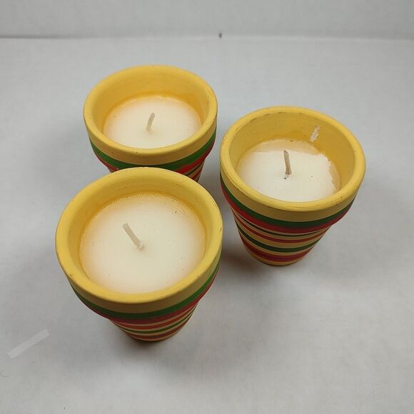 Lot of 3 Festive Colorful Striped Votive Candle Cups Boho Fiesta Southwestern - Picture 9 of 12